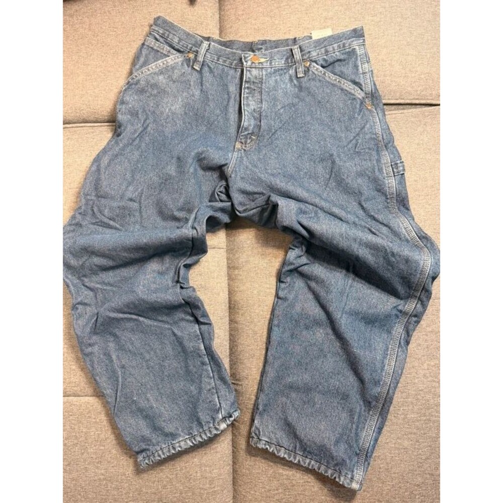 Wrangler Fleece Lined Carpenter Jeans 34x30 Vintage Utility Blue